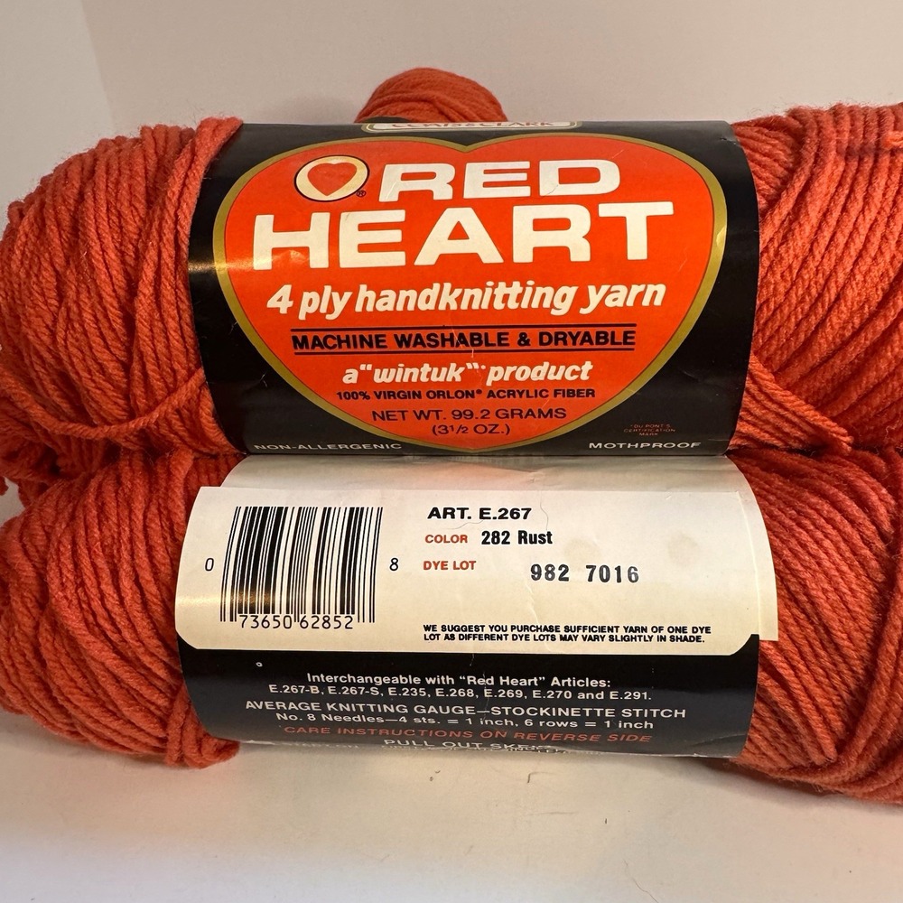 Red Heart Sparkling Wintuk 123 Rust 4 Ply Acrylic Yarn 4 Skeins Lot Knitting